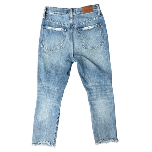 Madewell Blue Distressed Raw Hem Light Wash Stretch Perfect Vintage Jeans sz 26 - Picture 5 of 11
